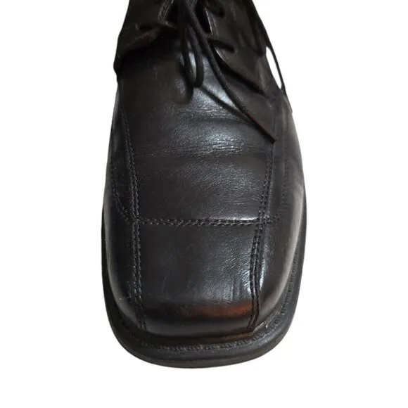 Clarks Black Newmann Lace Up Square Toe Leather Oxford Shoes Sz 11M