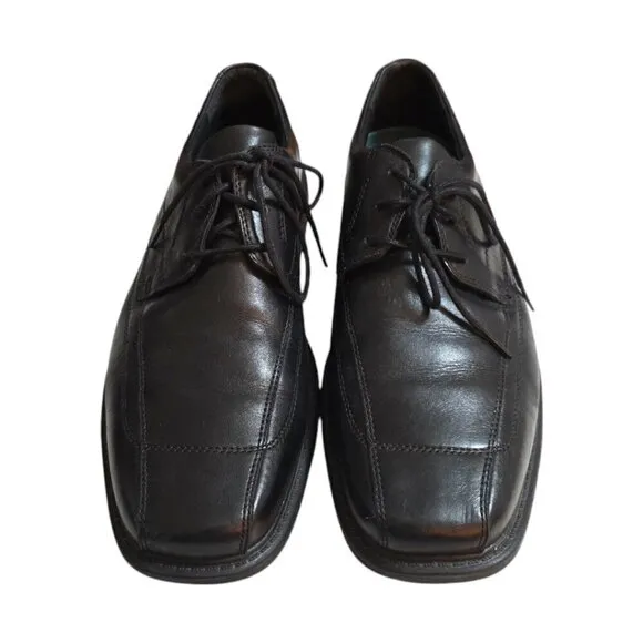 Clarks Black Newmann Lace Up Square Toe Leather Oxford Shoes Sz 11M