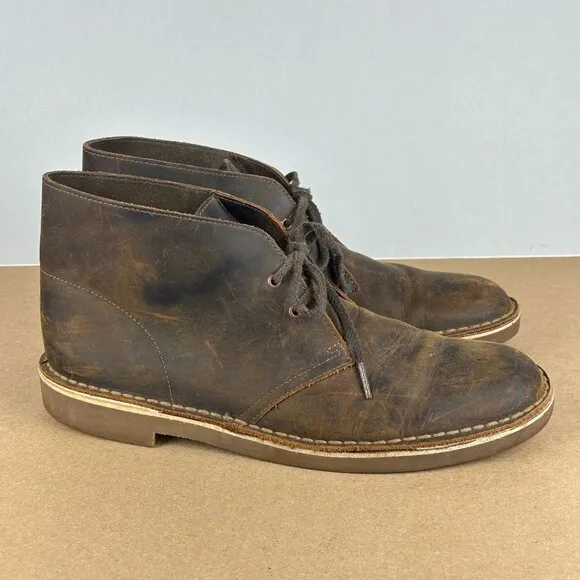 Clarks Buchacre II Leather Chukka Boots Mens 9 Brown Lace Up Casual