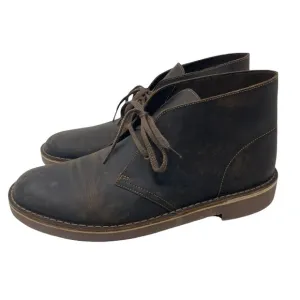 Clarks Bushacre 2 Brown Leather Beeswax Ankle Chukka Casual Boots Size 12