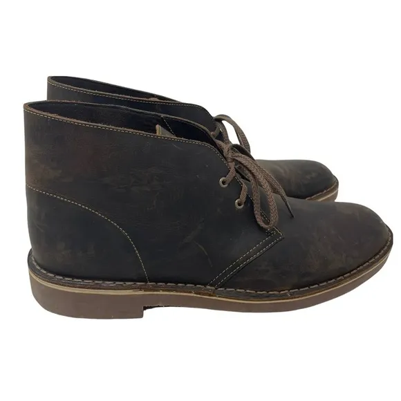 Clarks Bushacre 2 Brown Leather Beeswax Ankle Chukka Casual Boots Size 12