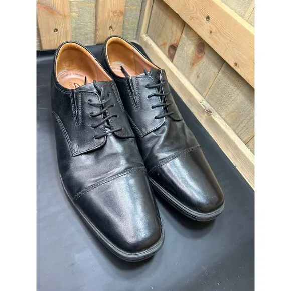 Clarks Collection Black Leather Mens Dress Shoes Size 14