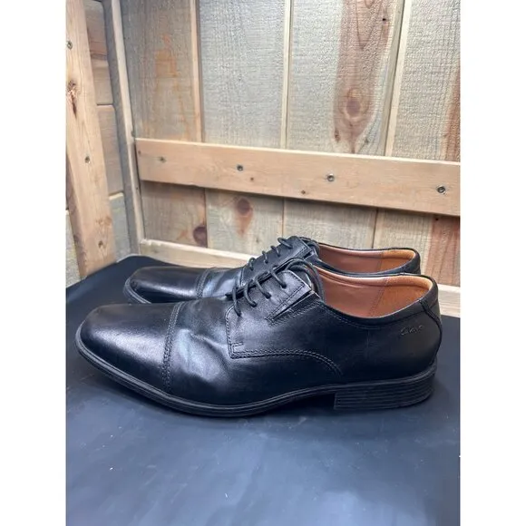 Clarks Collection Black Leather Mens Dress Shoes Size 14