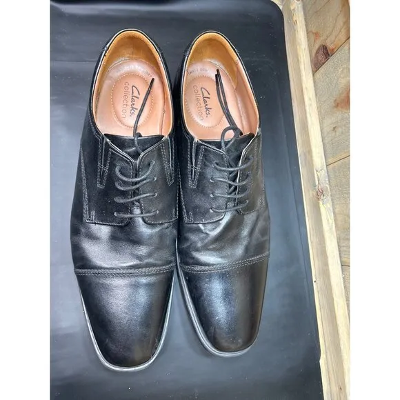 Clarks Collection Black Leather Mens Dress Shoes Size 14