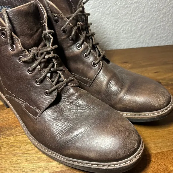Clarks Leather Ankle Boots Lace Up Casual Dress Boots Brown Size 11M
