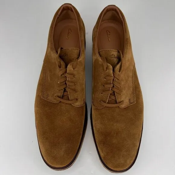 Clarks Mens 61261262 Brown Hommes Faux Leather Derby Size 13 Dress Shoes