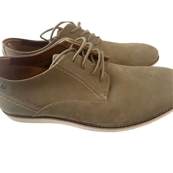 Clarks Men's Olive Nubuck Franson Plain Oxford Shoes Size 10.5