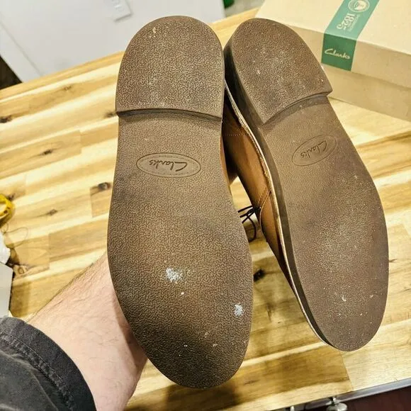 Clarks Men's Bushacre 2 Casual Chukka Boots Tan Leather Brown Size 10M