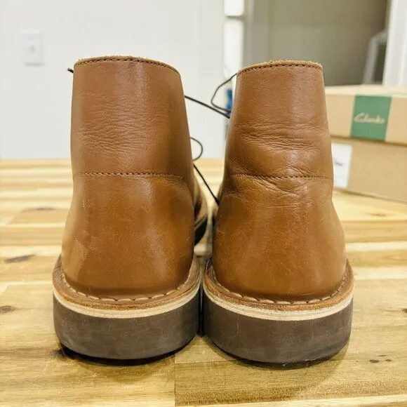 Clarks Men's Bushacre 2 Casual Chukka Boots Tan Leather Brown Size 10M