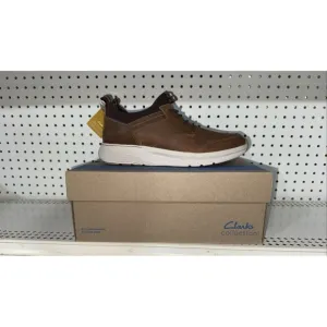 Clarks Motion Trek EZ Mens Leather Casual Slip On Sneakers Shoes Size 8 Brown