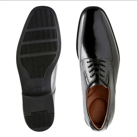 Clarks Tilden Walk‎ Black Leather Men's Size 12 M New