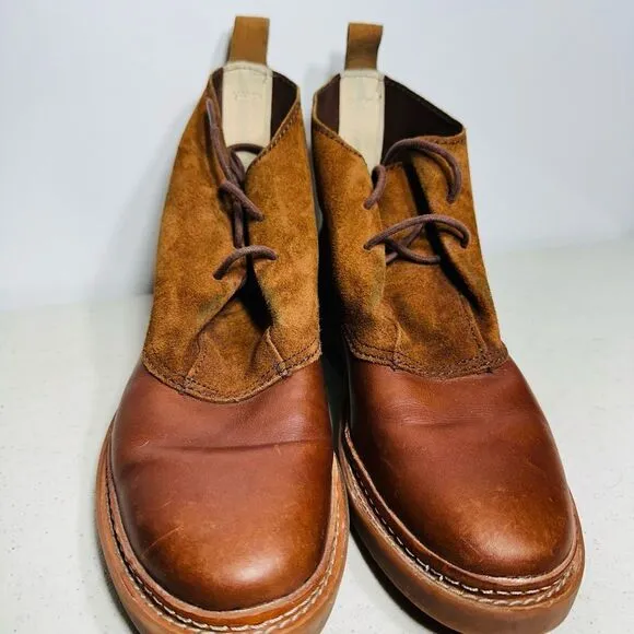 Clarks Trace Fawn Round Toe Brown Leather and Suede Ankle Boots Women's Size 9