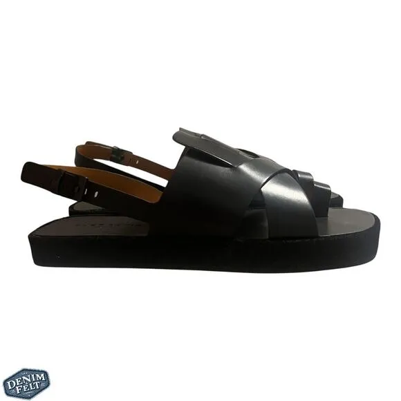 CLERGERIE Women’s Black Casual Greta Leather Platform Slingback Sandals | NEW!!