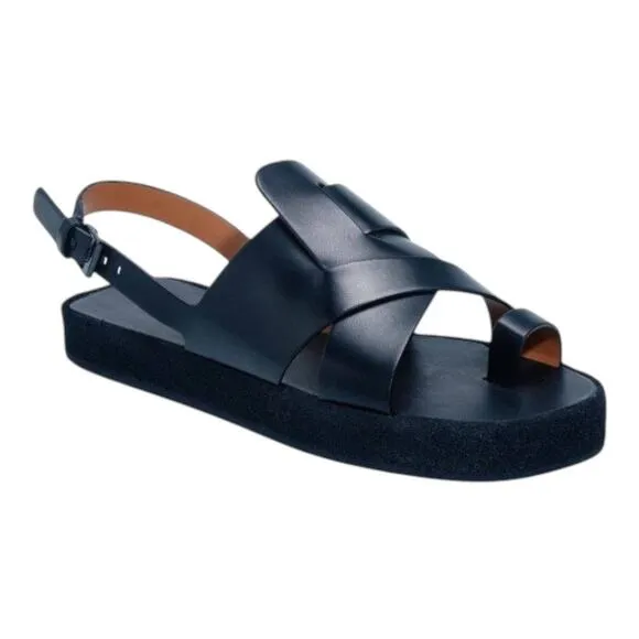 CLERGERIE Women’s Black Casual Greta Leather Platform Slingback Sandals | NEW!!