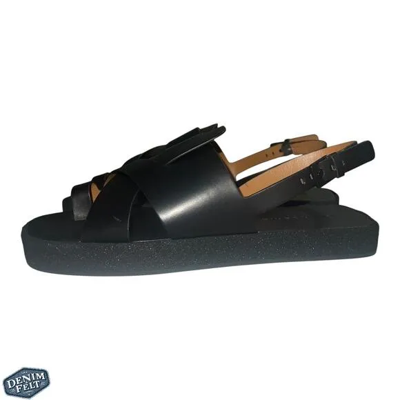 CLERGERIE Women’s Black Casual Greta Leather Platform Slingback Sandals | NEW!!
