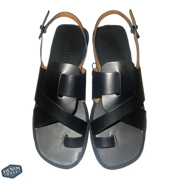 CLERGERIE Women’s Black Casual Greta Leather Platform Slingback Sandals | NEW!!