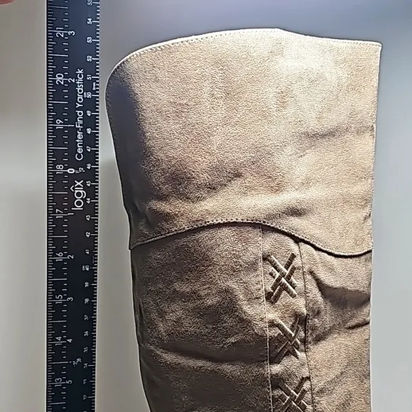 Cloudwalkers Nadia Boots Over Knee Tall Fabric Zipper Faux Suede Taupe 10 Wide