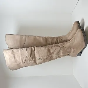 Cloudwalkers Nadia Boots Over Knee Tall Fabric Zipper Faux Suede Taupe 10 Wide
