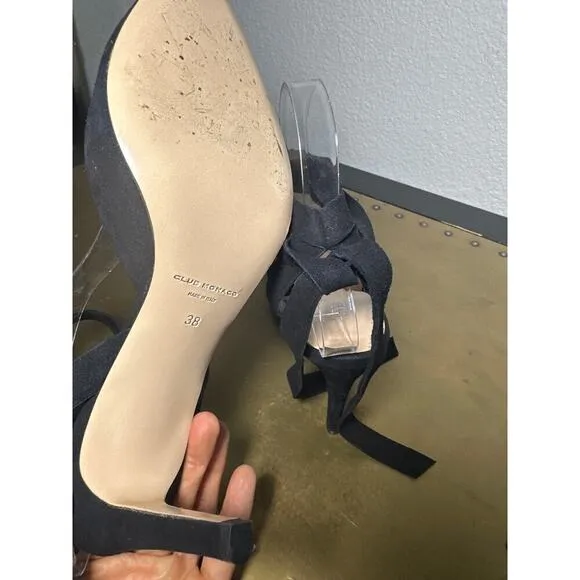 Club Monaco Revolve Womens Heeled Shoes Dressy Wedding Event Ankle Wrap Suede 38