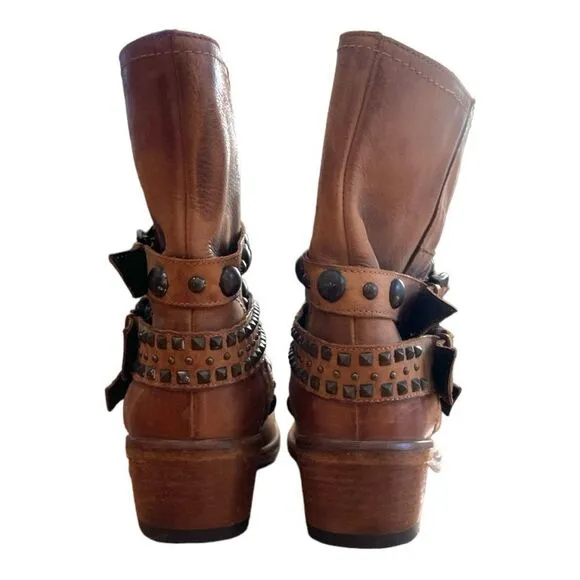 CO-OP Barney New York Buckle Studded Western Ankle Leather Boots