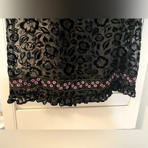 coach black lace floral dress sheer overlay NEW Size 0 With Pink Flowers