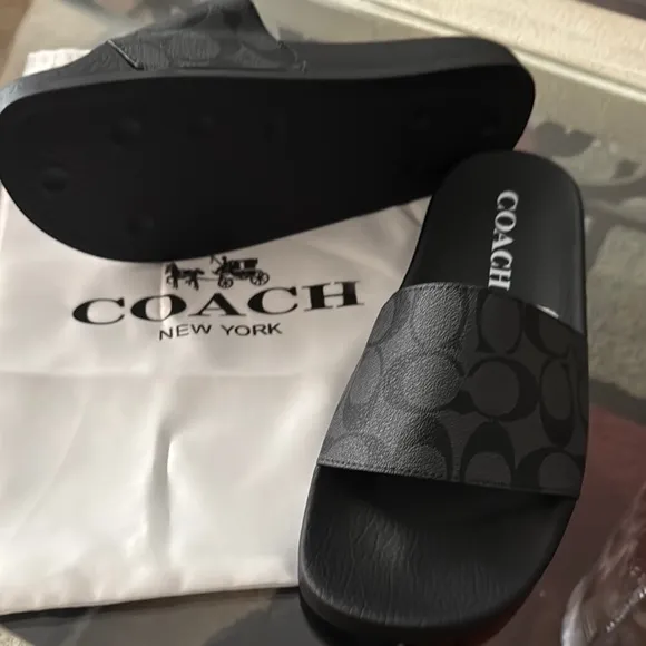 Coach Black Slide Sandals