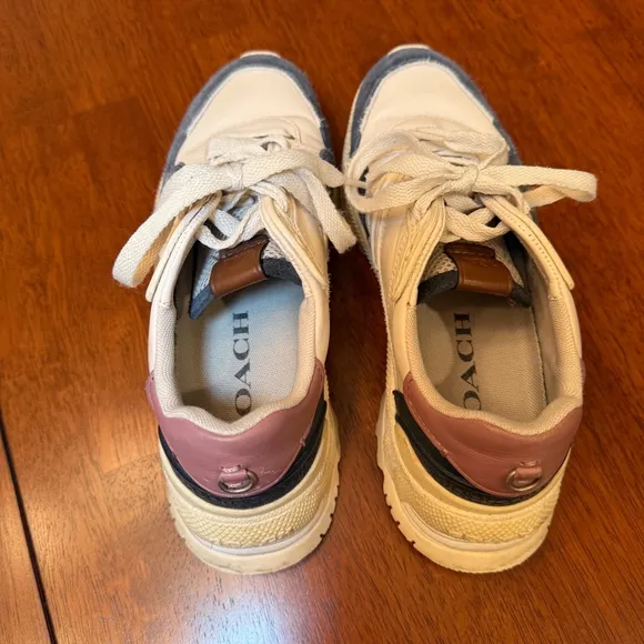 Coach C143 Signature Runner Shoes Chalk/Dusty Rose Size 7 Dad Sneakers G3863