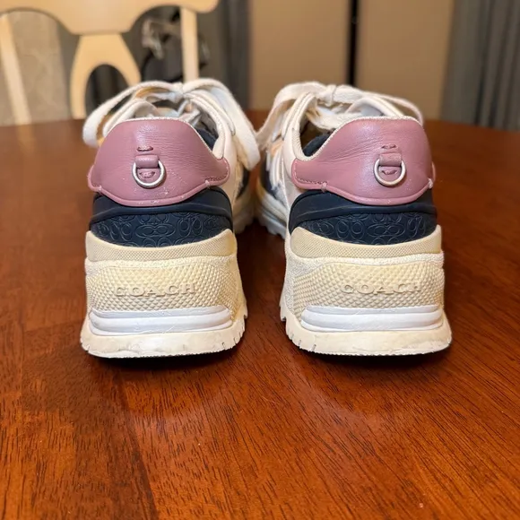 Coach C143 Signature Runner Shoes Chalk/Dusty Rose Size 7 Dad Sneakers G3863