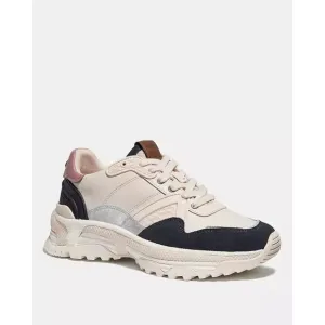 Coach C143 Signature Runner Shoes Chalk/Dusty Rose Size 7 Dad Sneakers G3863