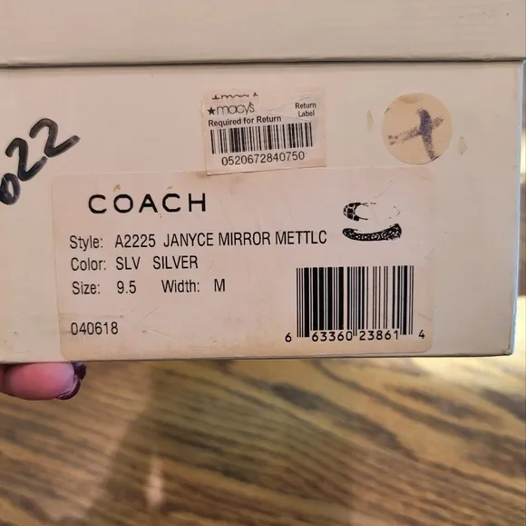 Coach Janyce Mirror Silver Gray Pewter Metallic Flats Shoes Loafers Size 9.5