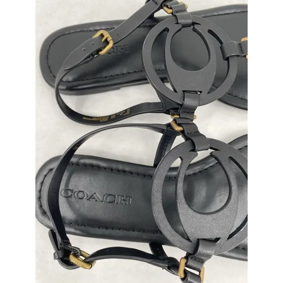 Coach Jeri Logo Sandal, Size 8, Black