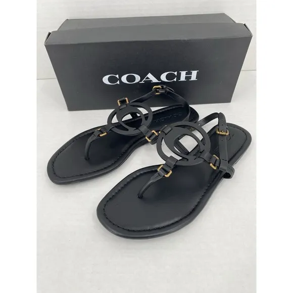 Coach Jeri Logo Sandal, Size 8, Black