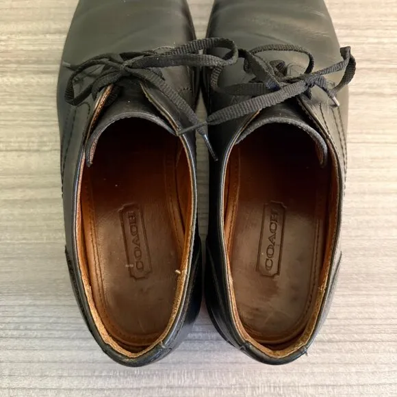COACH Men's Black Leather Lace-Up Oxford Shoes Size 9.5 Made in Italy