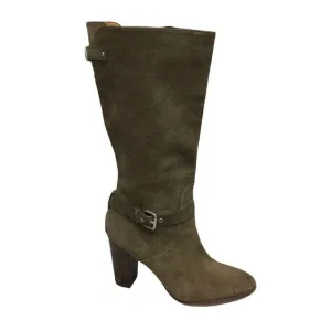 COACH Suede Beverly Tall Boots Buckle Green 9