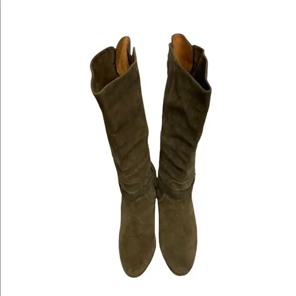 COACH Suede Beverly Tall Boots Buckle Green 9