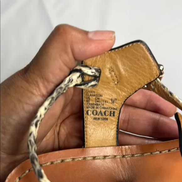 Coach Tan and Black Sandals with Chic Design