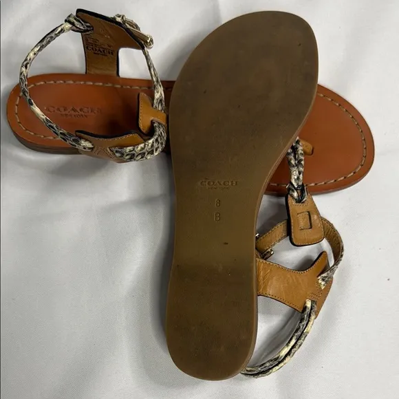 Coach Tan and Black Sandals with Chic Design