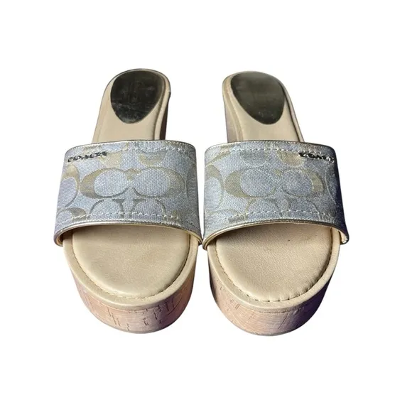Coach Women's Beige Slide Sandals
