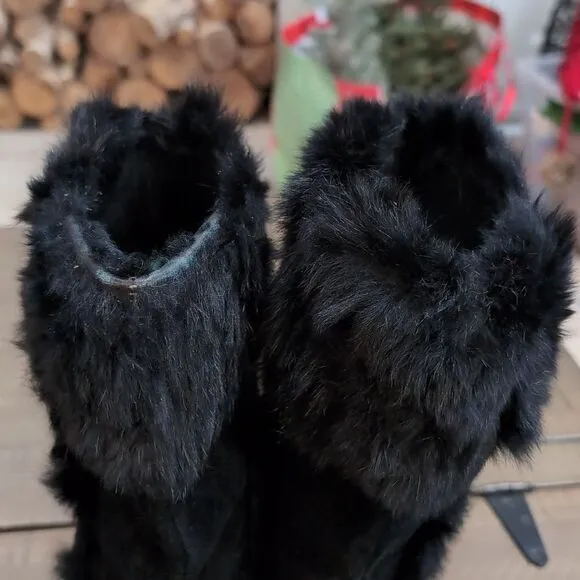 COACH Deeann Black Fur Trim Signature Winter Boots Sz 7
