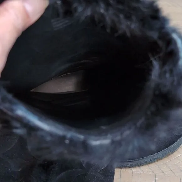 COACH Deeann Black Fur Trim Signature Winter Boots Sz 7