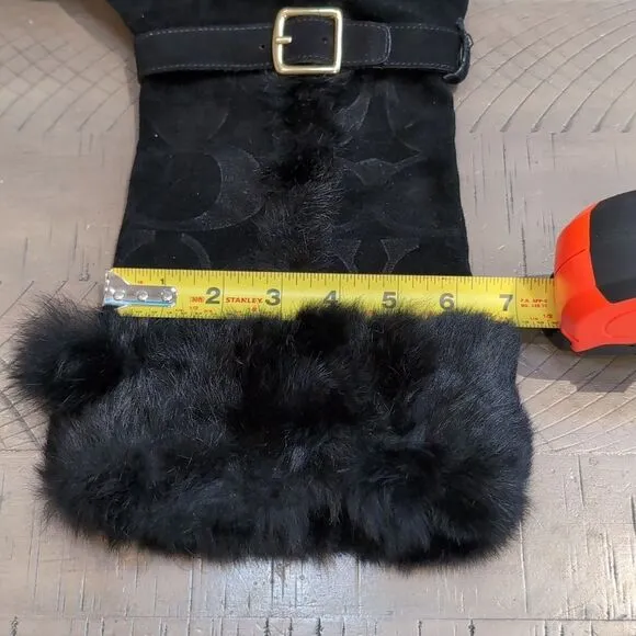COACH Deeann Black Fur Trim Signature Winter Boots Sz 7