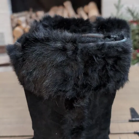 COACH Deeann Black Fur Trim Signature Winter Boots Sz 7