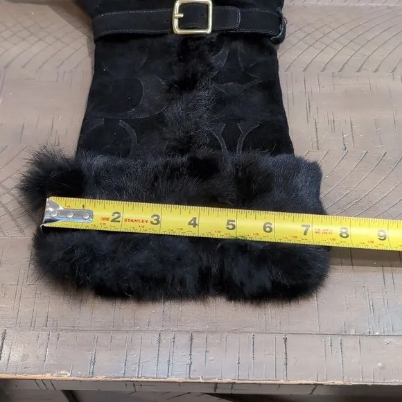 COACH Deeann Black Fur Trim Signature Winter Boots Sz 7