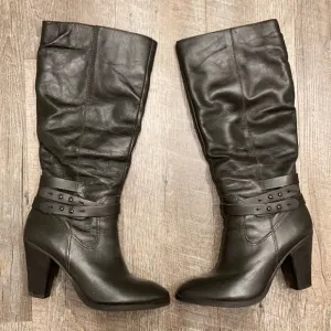 Coconuts by Matisse dark brown leather heeled tall knee boots 7.5