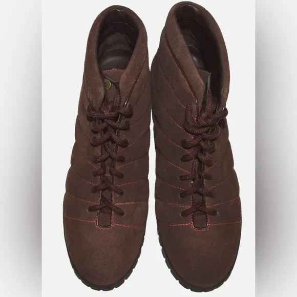 COLE HAAN AIR SZ 7.5 M BROWN SUEDE LEATHER LACE UP ANKLE BOOTS BOOTIES SHOES
