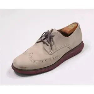 Cole-Haan Beige Original Grand Wingtip Oxford Nubuck Dress Shoes Men's US 11