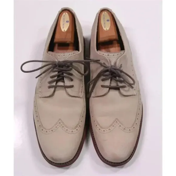 Cole-Haan Beige Original Grand Wingtip Oxford Nubuck Dress Shoes Men's US 11
