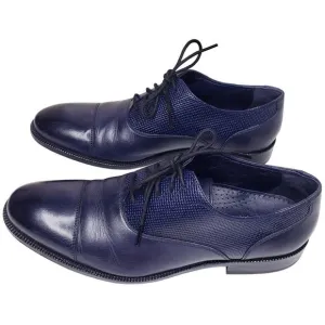 COLE HAAN Cap Toe Oxford Men's Leather Dress Shoes Navy Basket Weave Size 9M