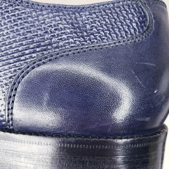 COLE HAAN Cap Toe Oxford Men's Leather Dress Shoes Navy Basket Weave Size 9M