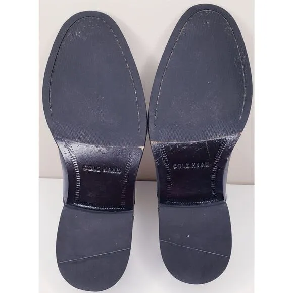 COLE HAAN Cap Toe Oxford Men's Leather Dress Shoes Navy Basket Weave Size 9M